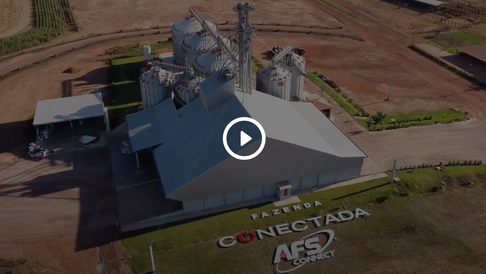 Video module with aerial farm shot and play button