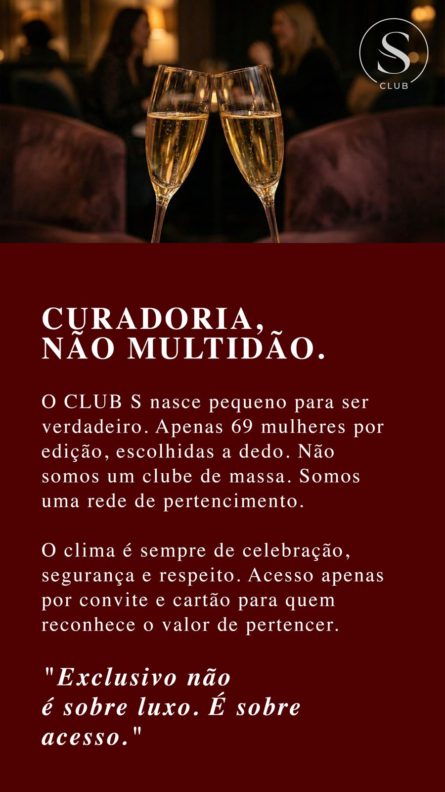 Club S deck page, curation not crowds
