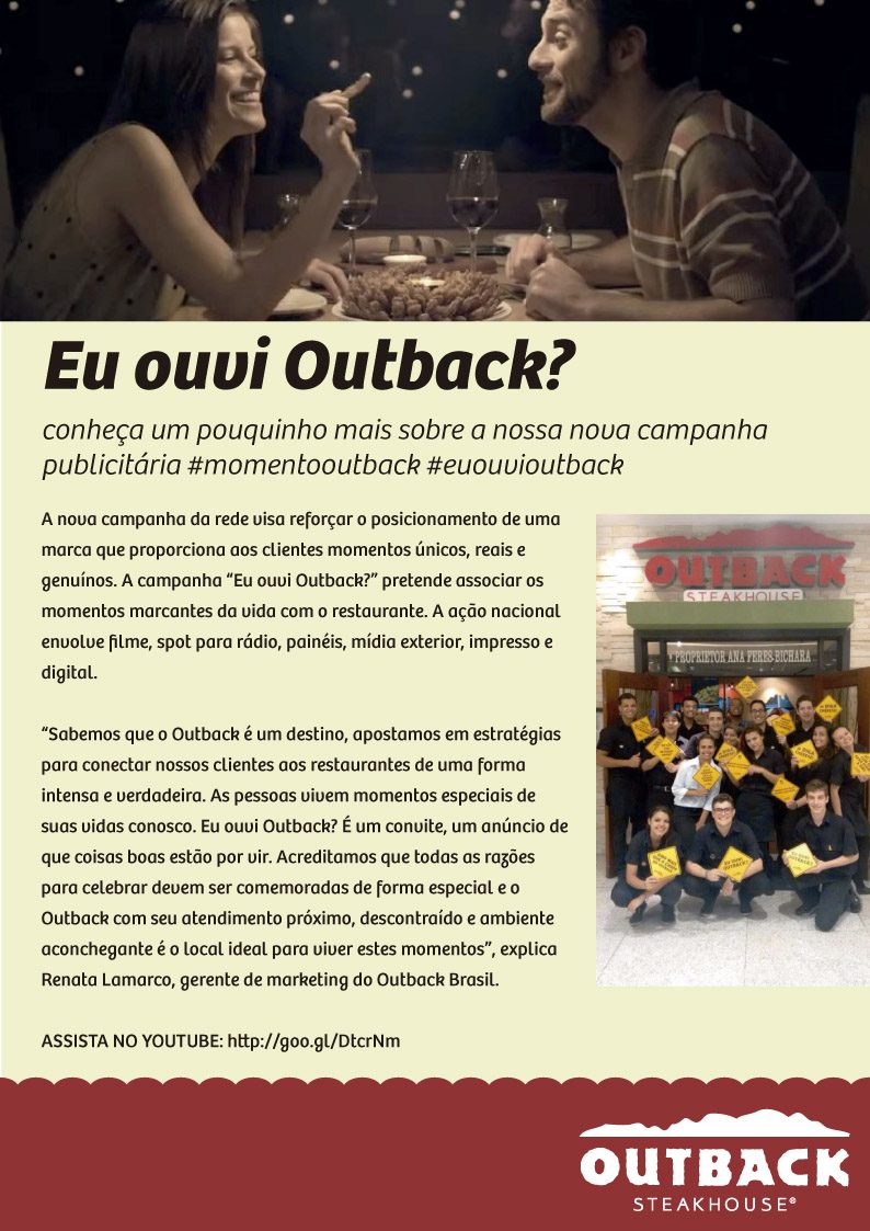 Mural page about the Eu ouvi Outback campaign with the staff holding signs