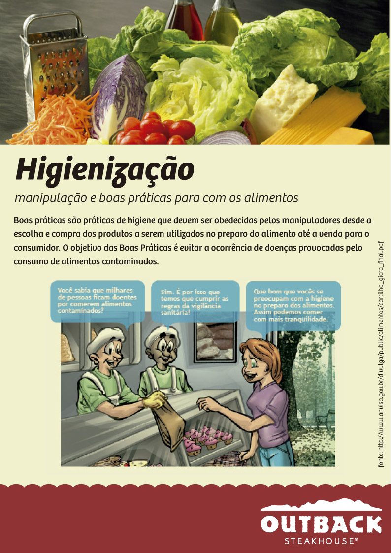 Mural page on food-handling hygiene with a comic strip