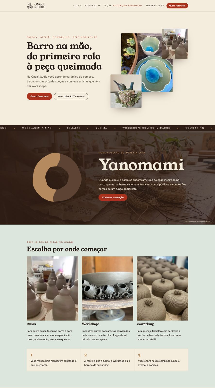 Onggi Studio website, desktop, full page