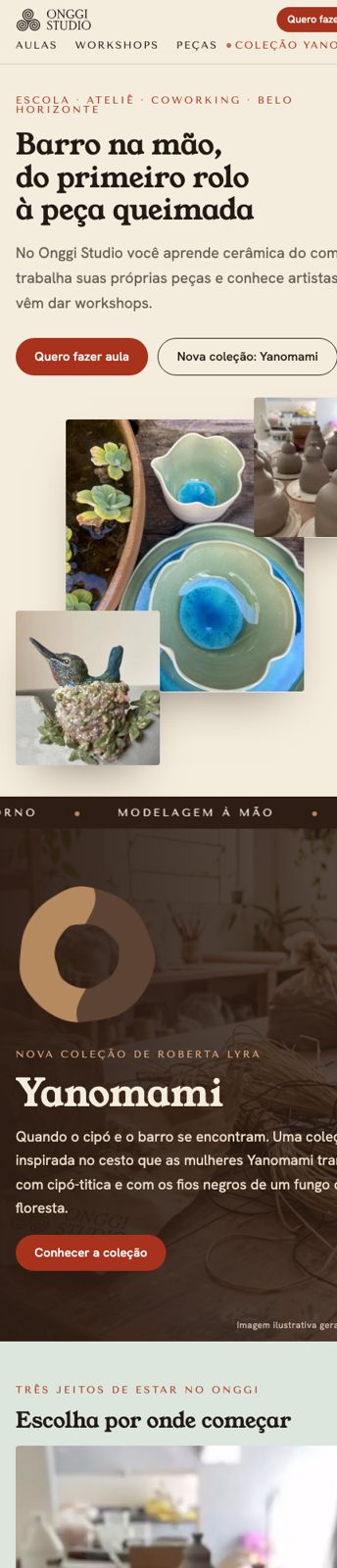 Onggi Studio website on a phone
