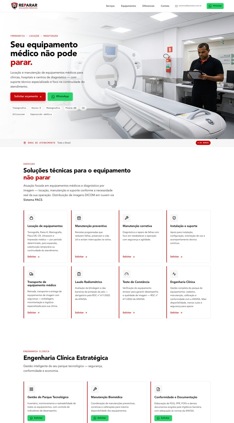 Reparar Soluções Médicas website, desktop, full page
